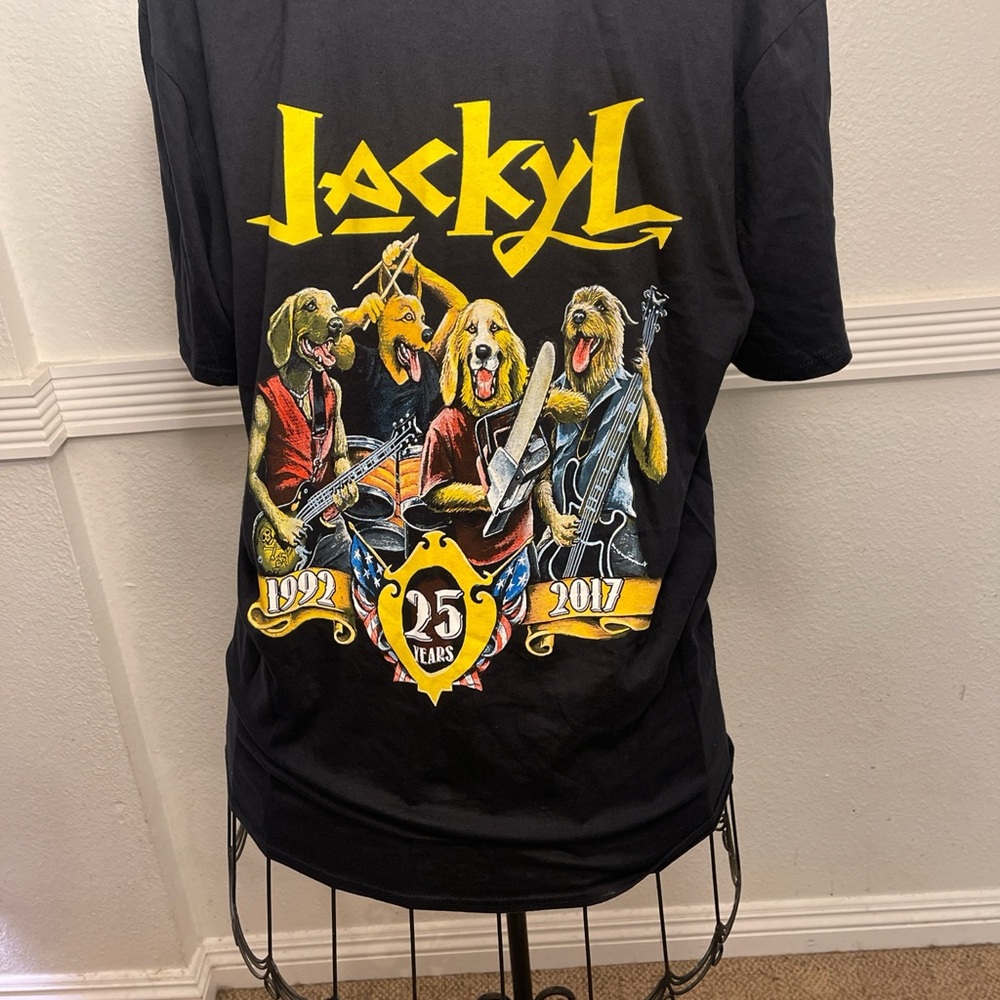 Jackyl 25 Years Black Graphic Band Tee - Yellow & Multicolor Print